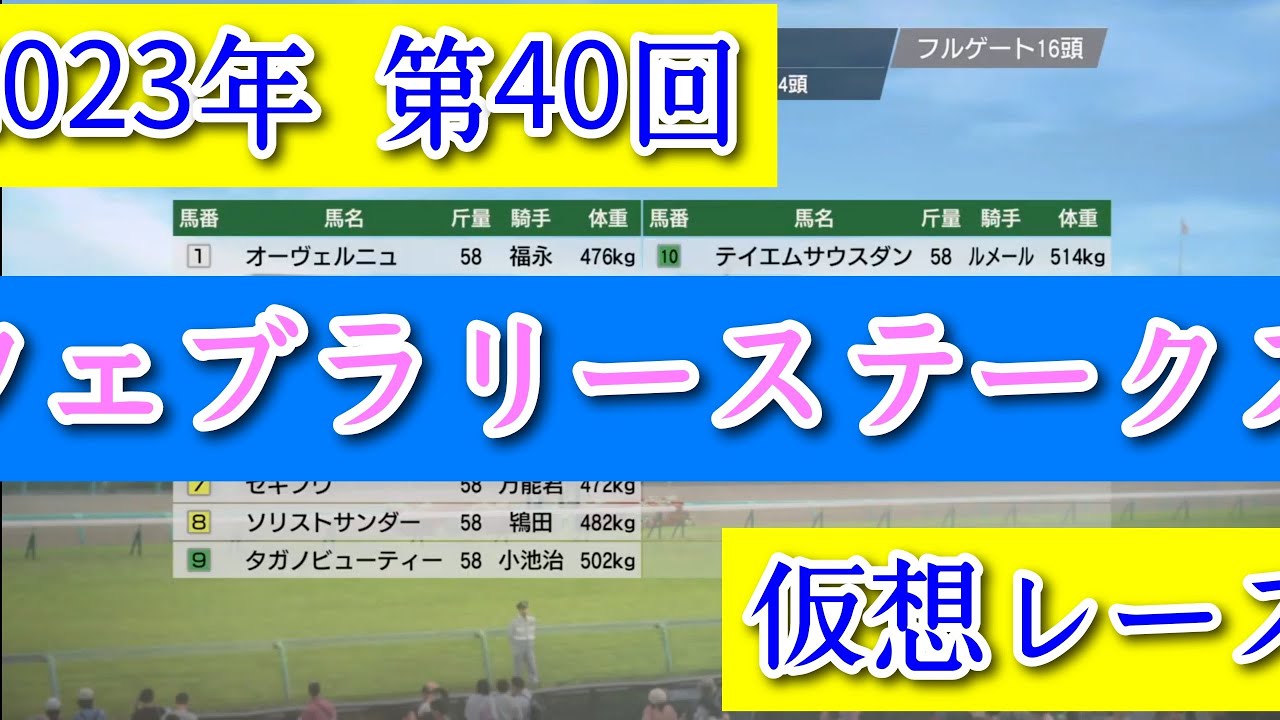 2023年 第40回 フェブラリーステークス 仮想レース コーエーテクモゲームス ウイニングポスト9 2022
