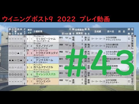 【ウイニングポスト9 2022】「大逃げ馬のデビュー戦」　本編プレイ動画　#43