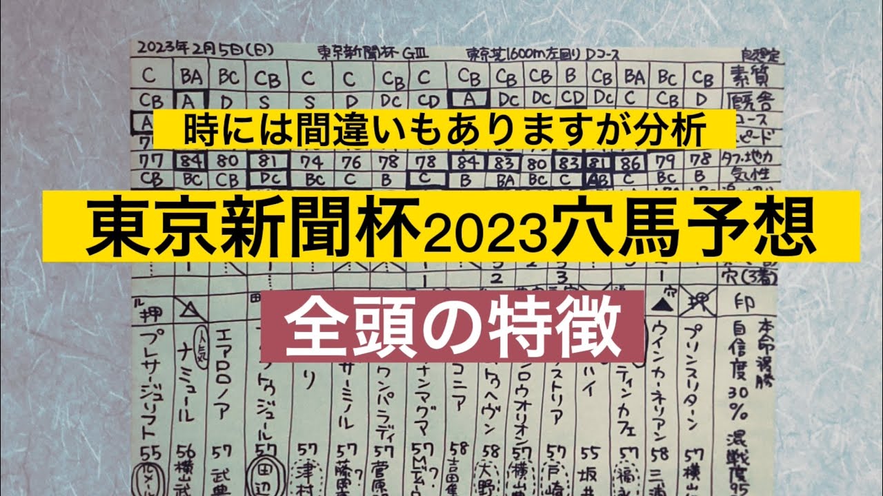 東京新聞杯2023穴馬予想。全頭の特徴。時には間違いもありますが分析。
