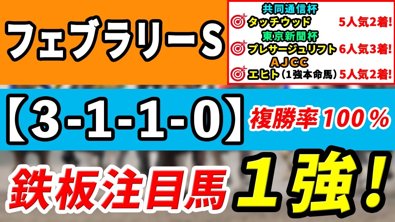 【フェブラリーステークス2023】「3-1-1-0」複勝率100％！好勝負必至の1強はコレ！先週共同通信杯は追い切り1位タッチウッドが5人気2着！