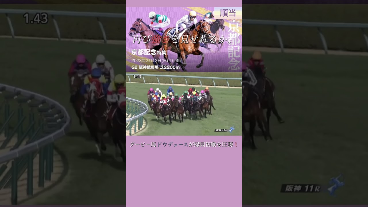 【京都記念結果】昨年のダービー馬ドウデュースが帰国初戦を圧勝 #無料予想 #競馬 #一口馬主 #競馬ニュース