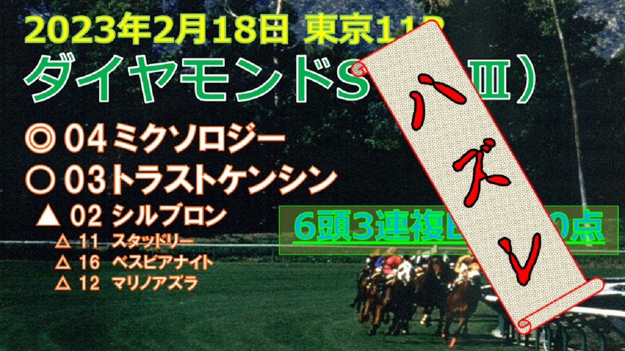 ダイヤモンドS予想（2023年2月18日東京11R）by R2理論