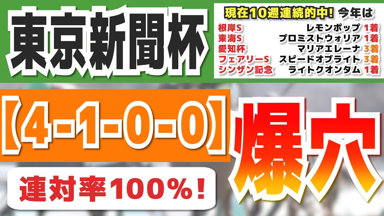 【東京新聞杯2023】「4-1-0-0」の爆穴発見！調教抜群の評価馬も発表！先週は根岸S「警戒馬1人気：1着、本命馬2人気：2着」と10週連続的中！