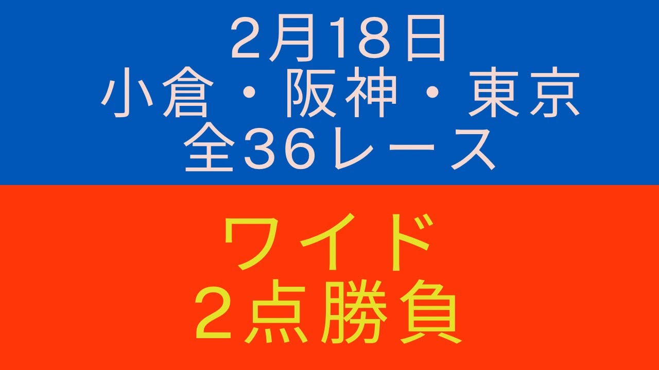 ［土曜競馬］　2月18日　全36レースのワイド買い目