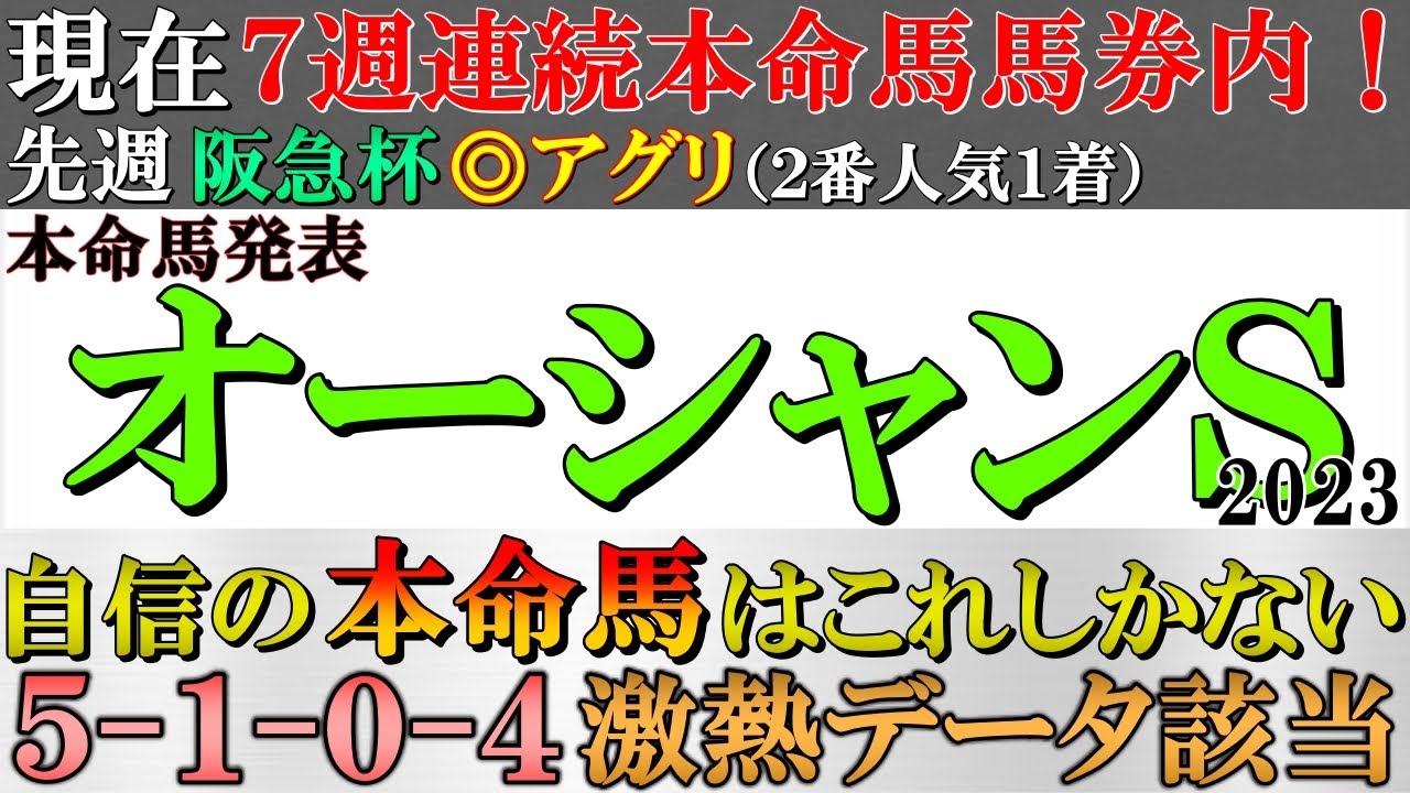 【オーシャンステークス2023 本命馬発表】現在７週連続本命馬馬券内！重要なのは“格”よりも“勢い”？5-1-0-4の激熱データに該当する自信の本命馬を発表！