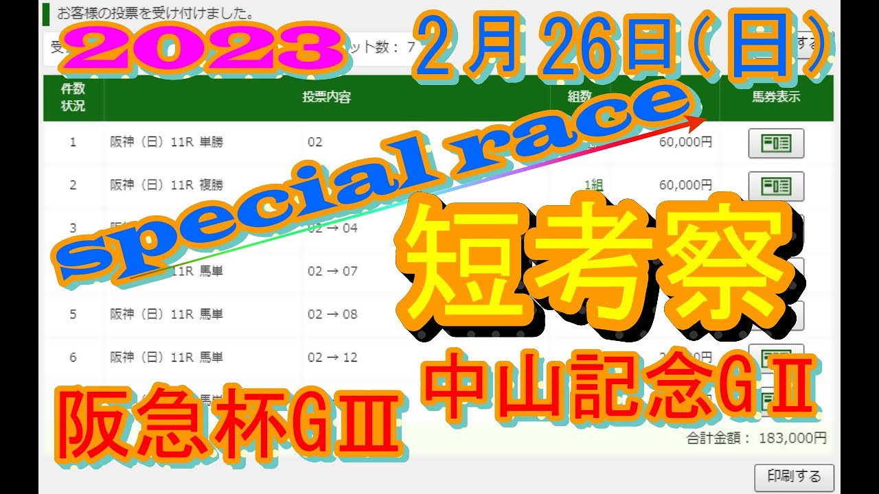 2023　2月26日（日）の阪急杯GⅢ＆中山記念GⅡ　短考察