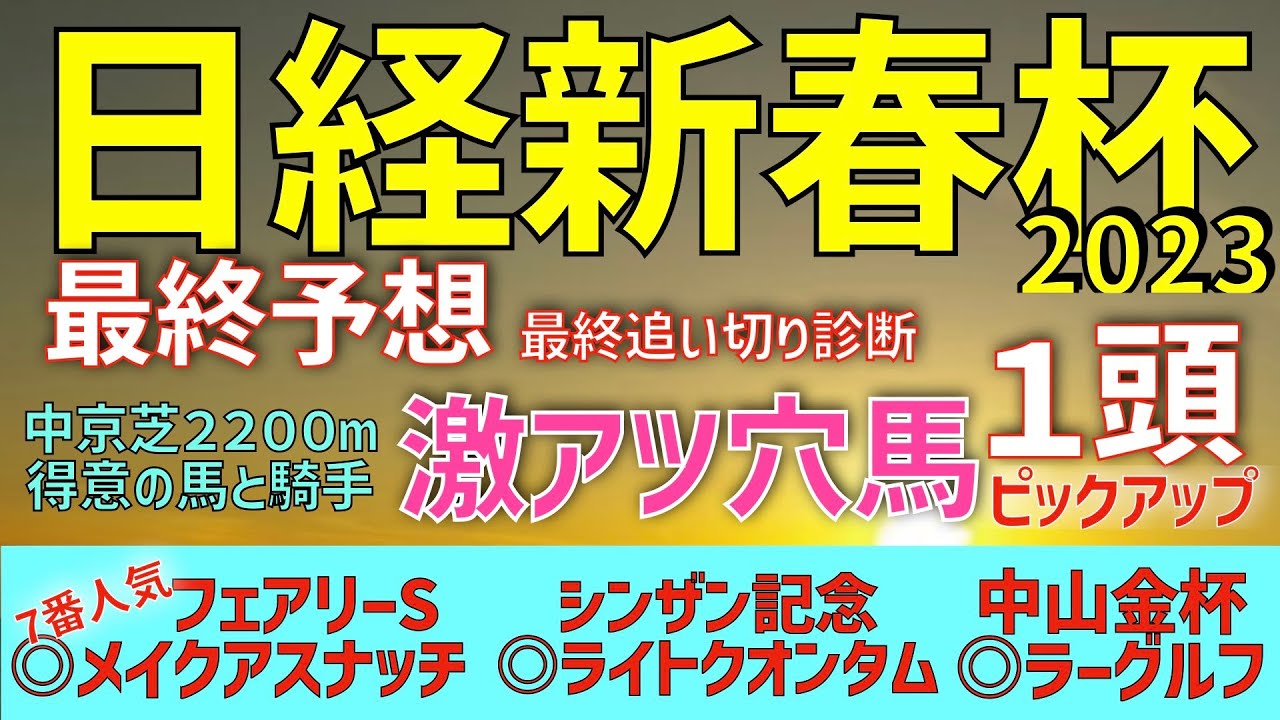 【日経新春杯2023】最終予想　激アツ穴馬　最終追い切りイチオシ馬　中京得意の馬と騎手を狙う【競馬予想】【最終追い切り診断】