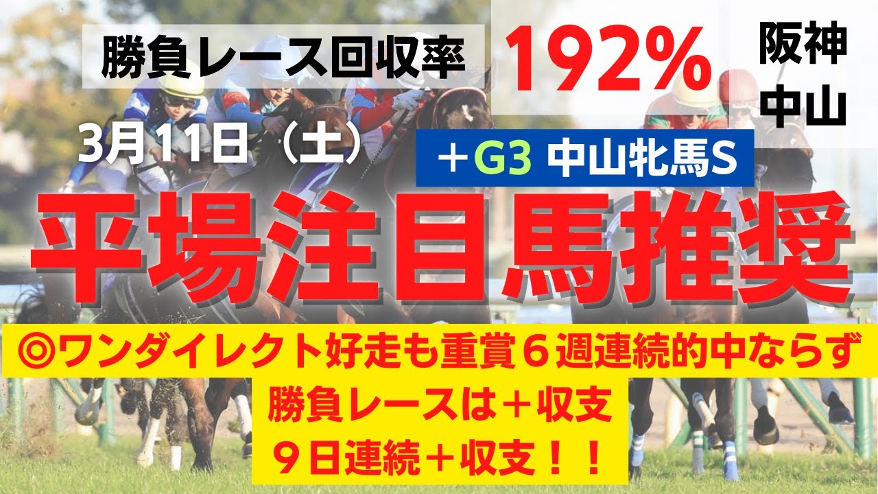 【平場予想】2023 3月11日 （土）2場注目馬推奨＋中山牝馬S　　まさに有料級を無料w
