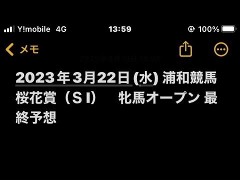 2023年3月22日(水) 浦和競馬　桜花賞（ＳI）　牝馬オープン 最終予想