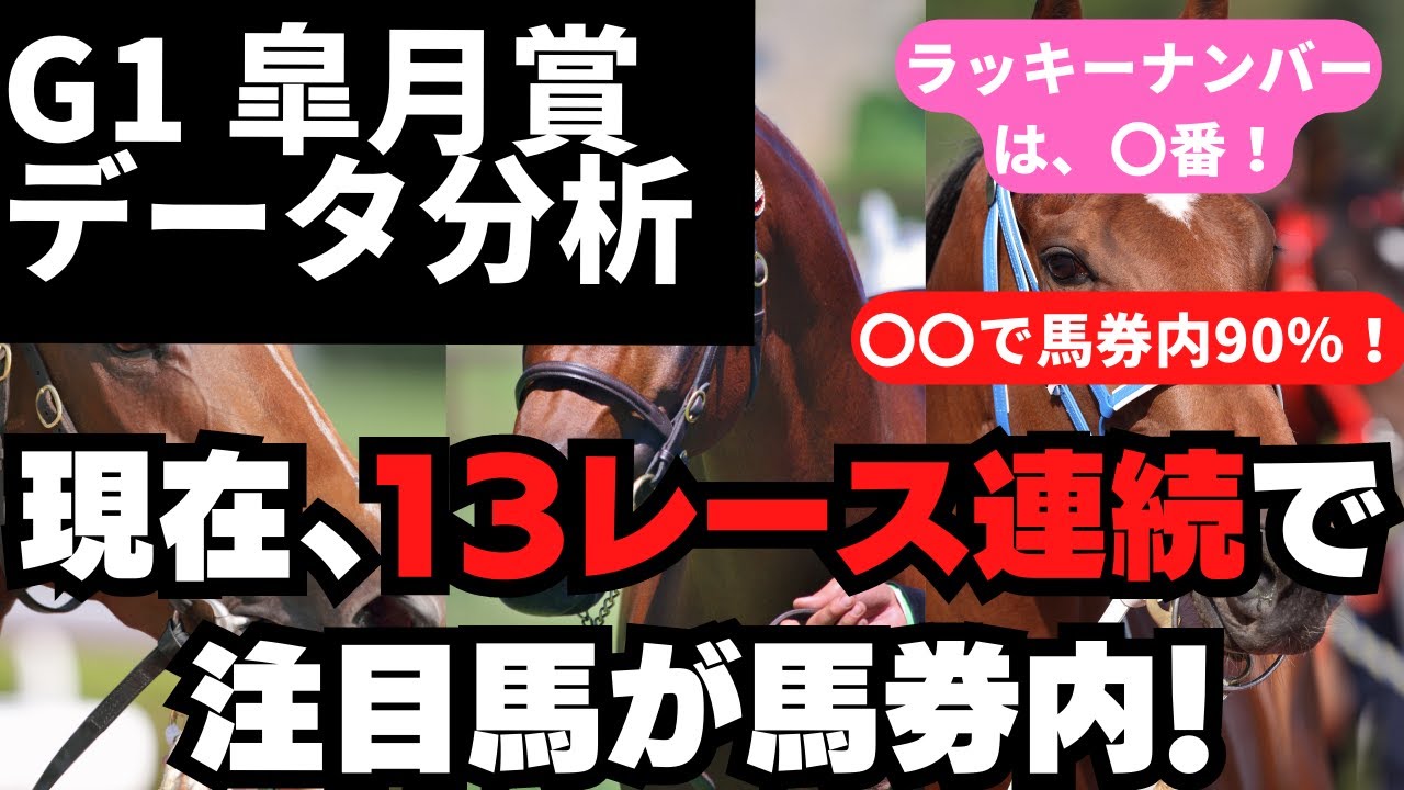 【G1 皐月賞  2023 データ分析】現在、【13レース連続】で注目馬が馬券内！G1レースは、現在4戦4勝と好調です‼〇番はラッキーナンバーで狙い目！○○で馬券内シェア90％！