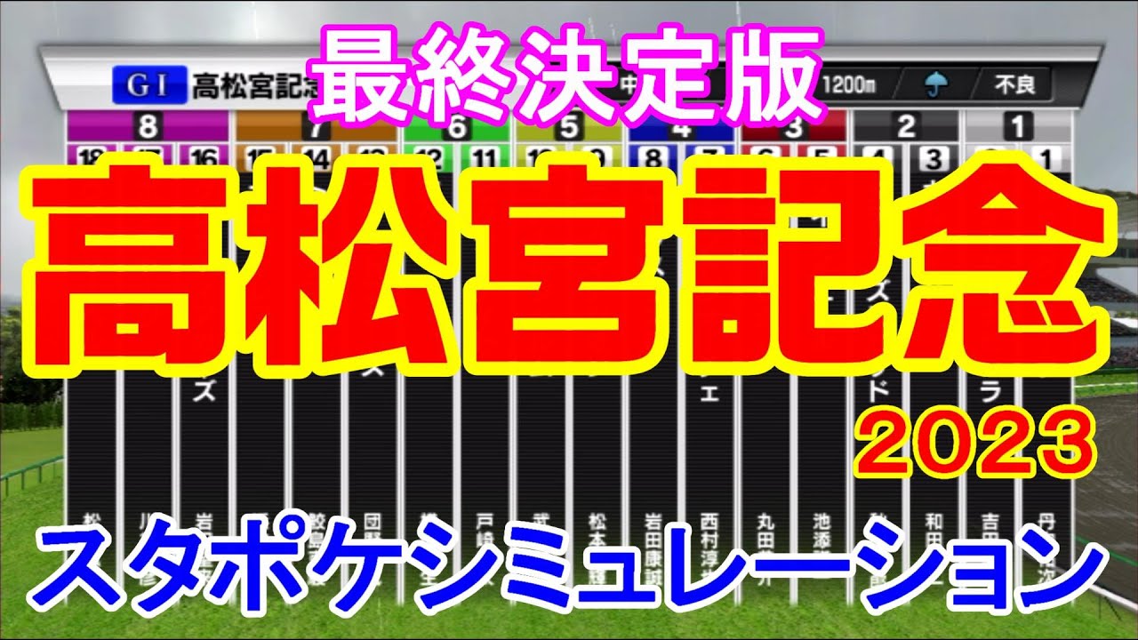 【不良馬場想定】高松宮記念2023 シミュレーション最終決定版 【スタポケ】【競馬予想】枠順確定後 ナムラクレア メイケイエール アグリ ピクシーナイト トウシンマカオ【AIシミュレーション】