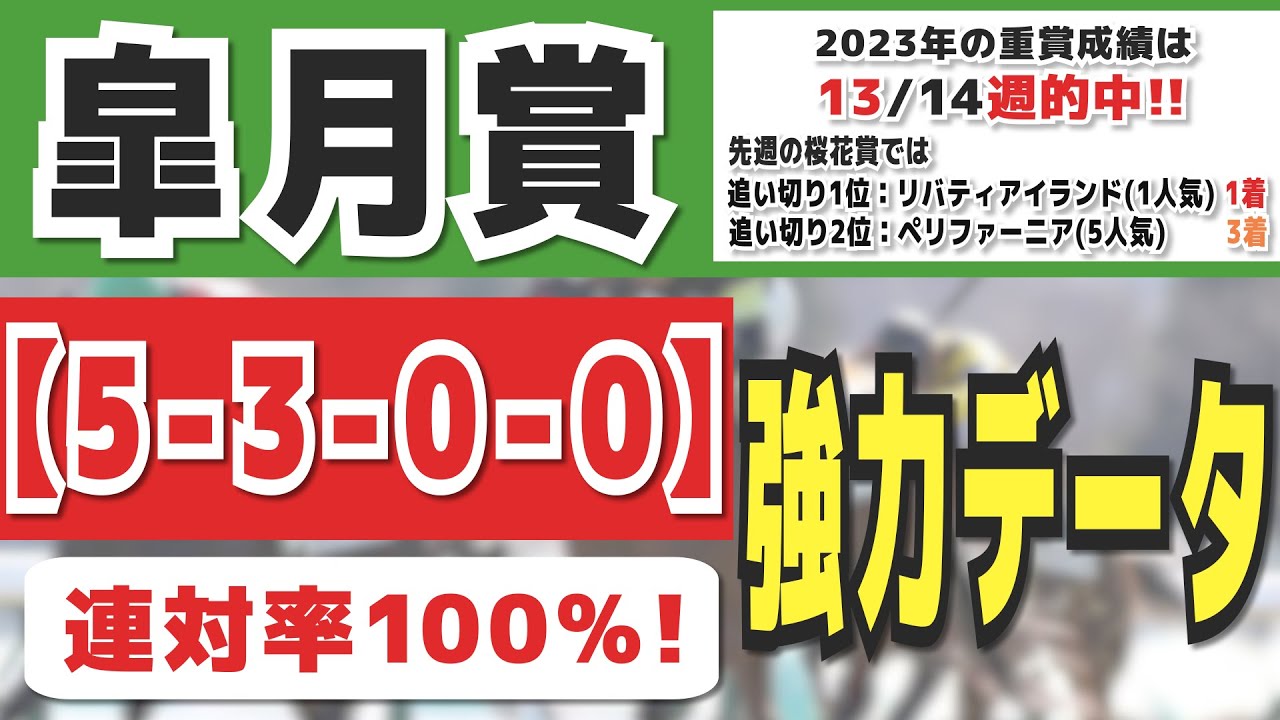 皐月賞2023予想【強力データ】 5-3-0-0「連対率100％」出走馬の中で条件バッチリな馬を見つけました！