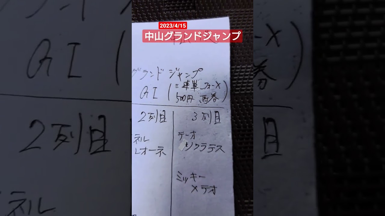 2023/4/15中山グランドジャンプ、予想