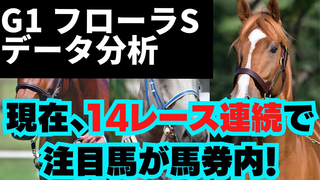 【G2 フローラS  2023 データ分析】現在、【14レース連続】で注目馬が馬券内！オークスでも通用する可能性を秘めている注目馬は、コノ馬！G1レースは、現在5戦5勝と好調です‼