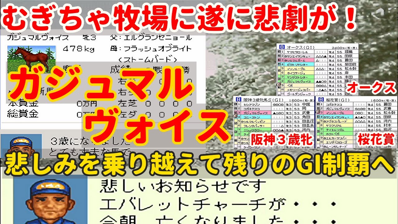 【ダビスタ９６】目標達成が見えてきた所でなんと悲劇が…　希望の馬『ガジュマルヴォイス』に希望を託す！全GI制覇、凱旋門賞優勝を目指して　生まれた馬は必ず育てる、一度に育てる馬は１頭縛りでプレイ　#７