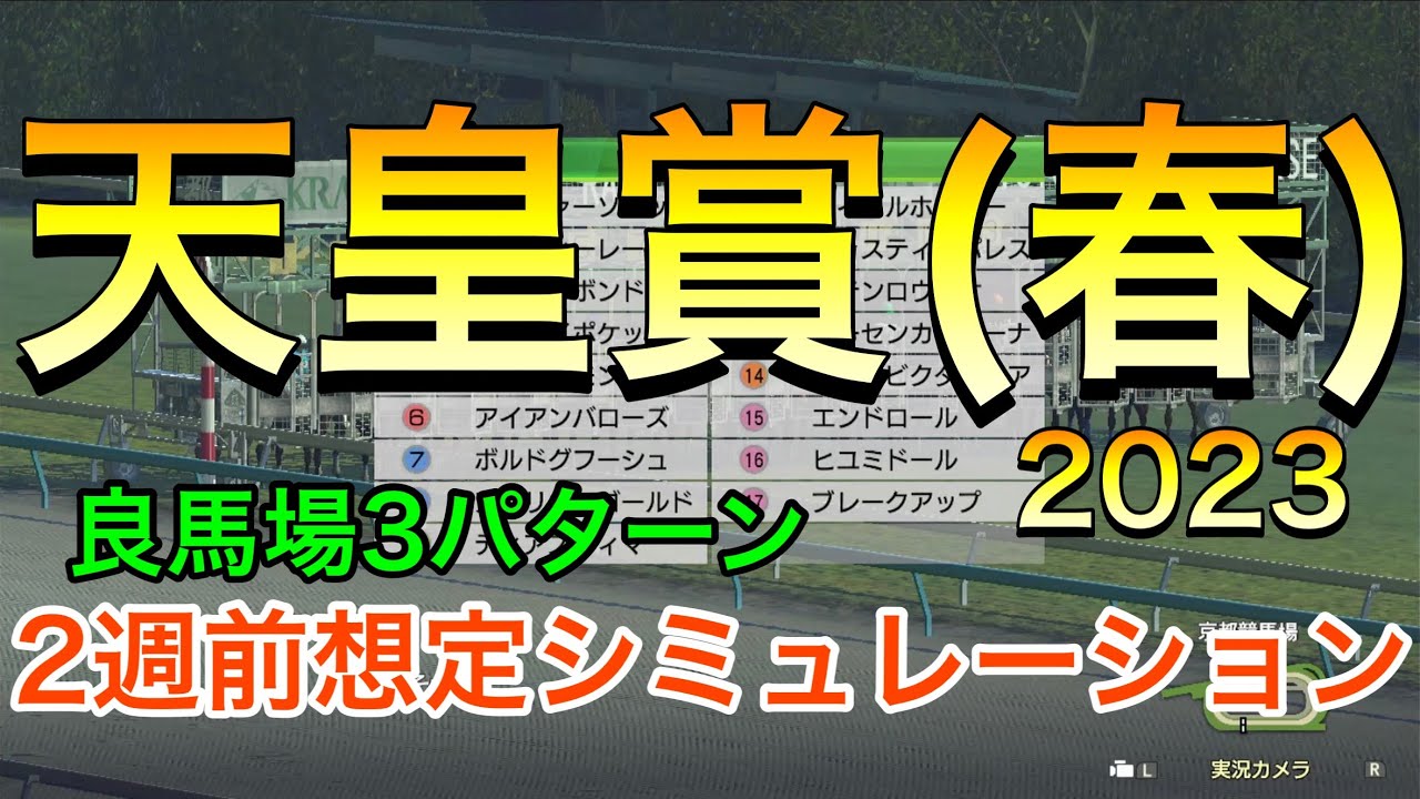 天皇賞春2023 2週前想定シミュレーション 《良馬場3パターン》【 競馬予想 】【 天皇賞春2023予想 】