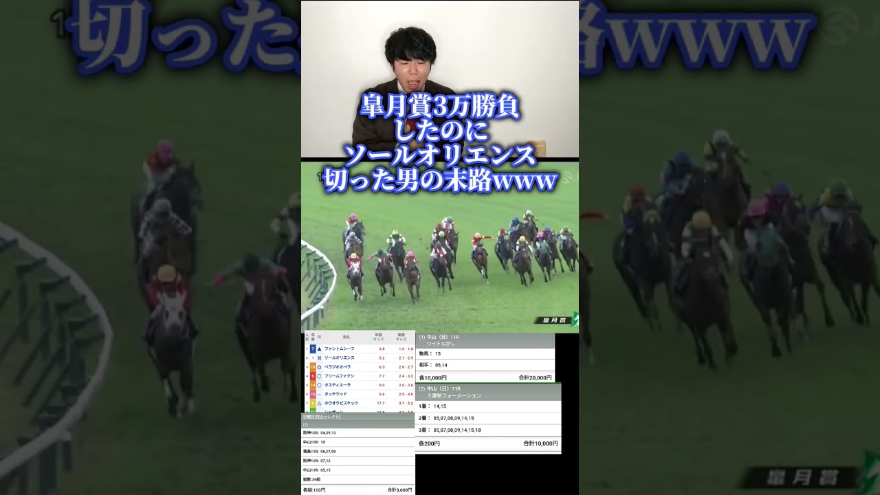 皐月賞3万勝負したのにソールオリエンス切った男のリアクションはこうなるwww#shorts#競馬#皐月賞#リアクション
