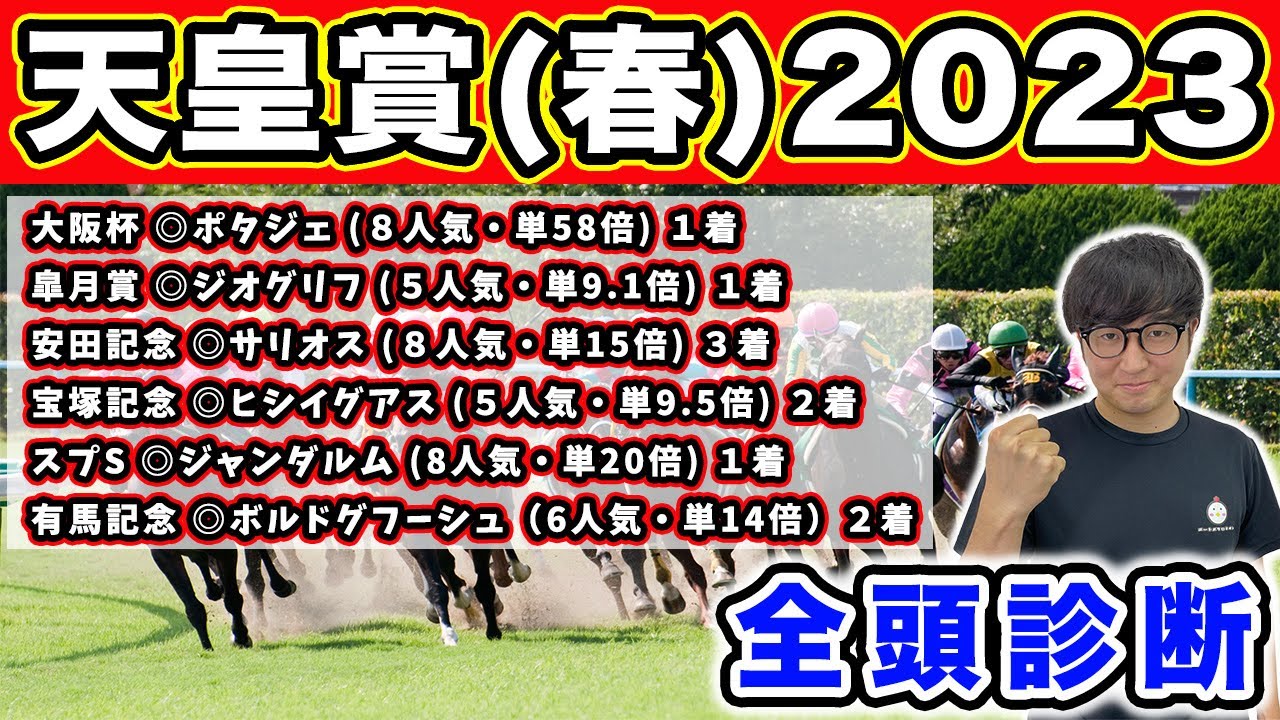 【天皇賞春2023全頭診断】前回G1皐月賞A→S→A決着！！４年連続プラス男が新・京都競馬場の傾向と全頭を徹底解説！！