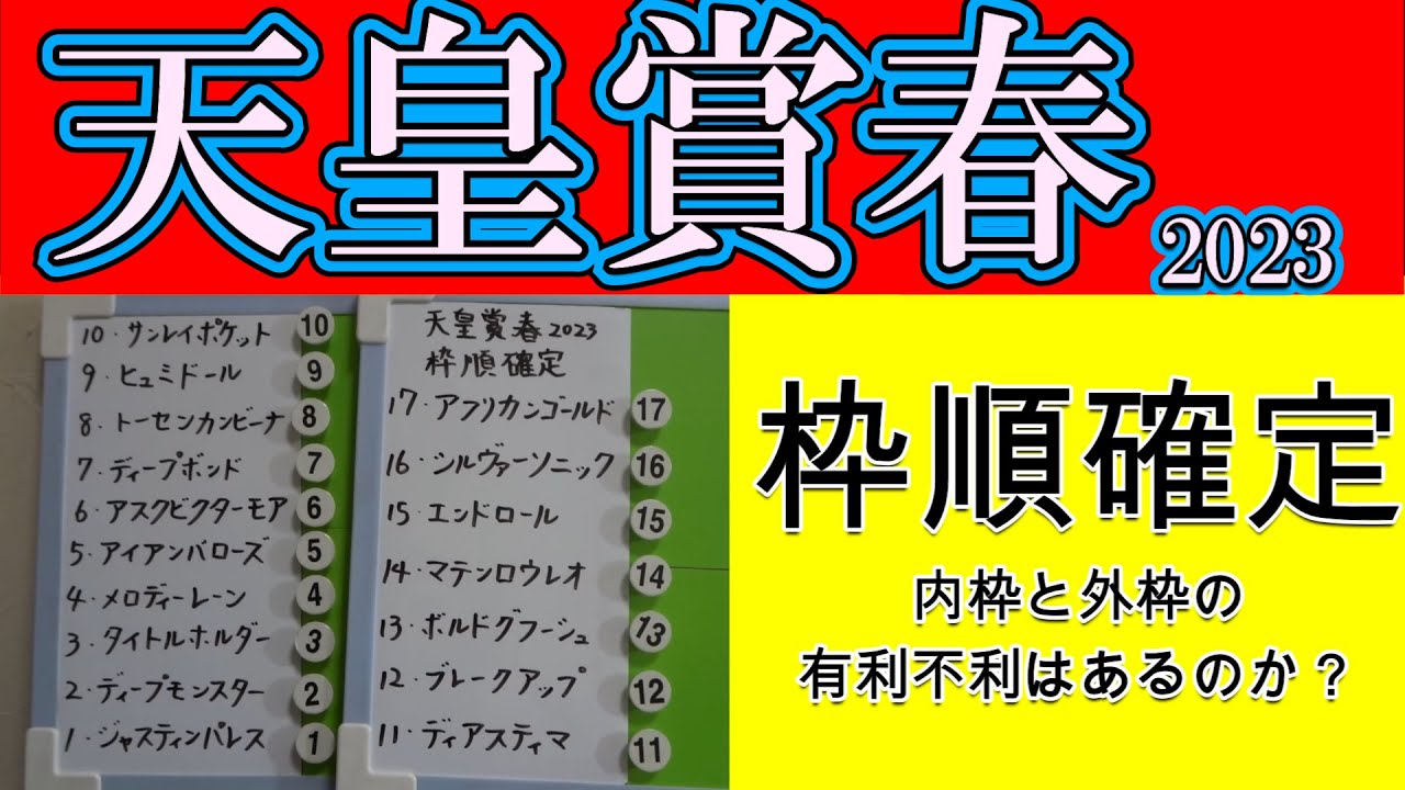 天皇賞春2023枠順確定！有力候補2枠3番タイトルホルダーと3枠6番アスクビクターモア！逃げ馬が内枠に揃い先行激化？1枠1番ジャスティンパレスと6枠13番ボルドグフーシュをプロ馬券師集団桜花が検証する