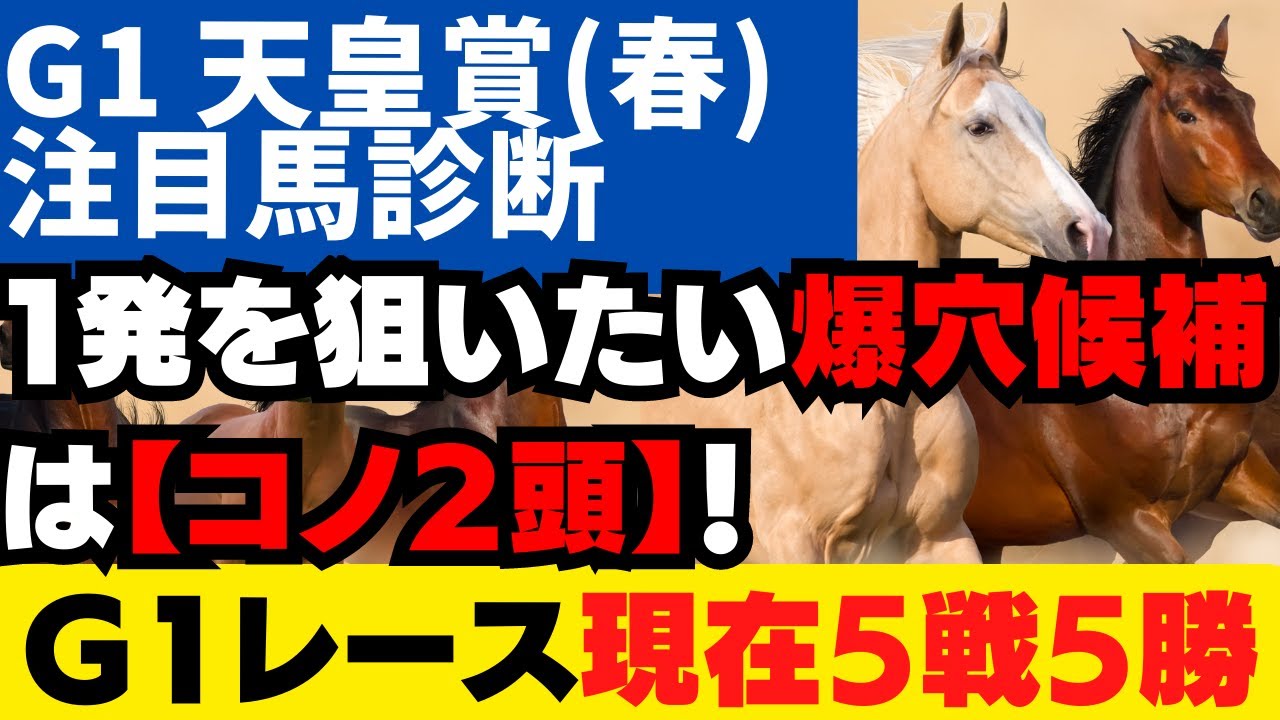 【G1 天皇賞春2023 注目馬診断】『１発』を狙いたい爆穴候補は【コノ２頭】です‼G1レース予想は、現在5戦5勝🎯