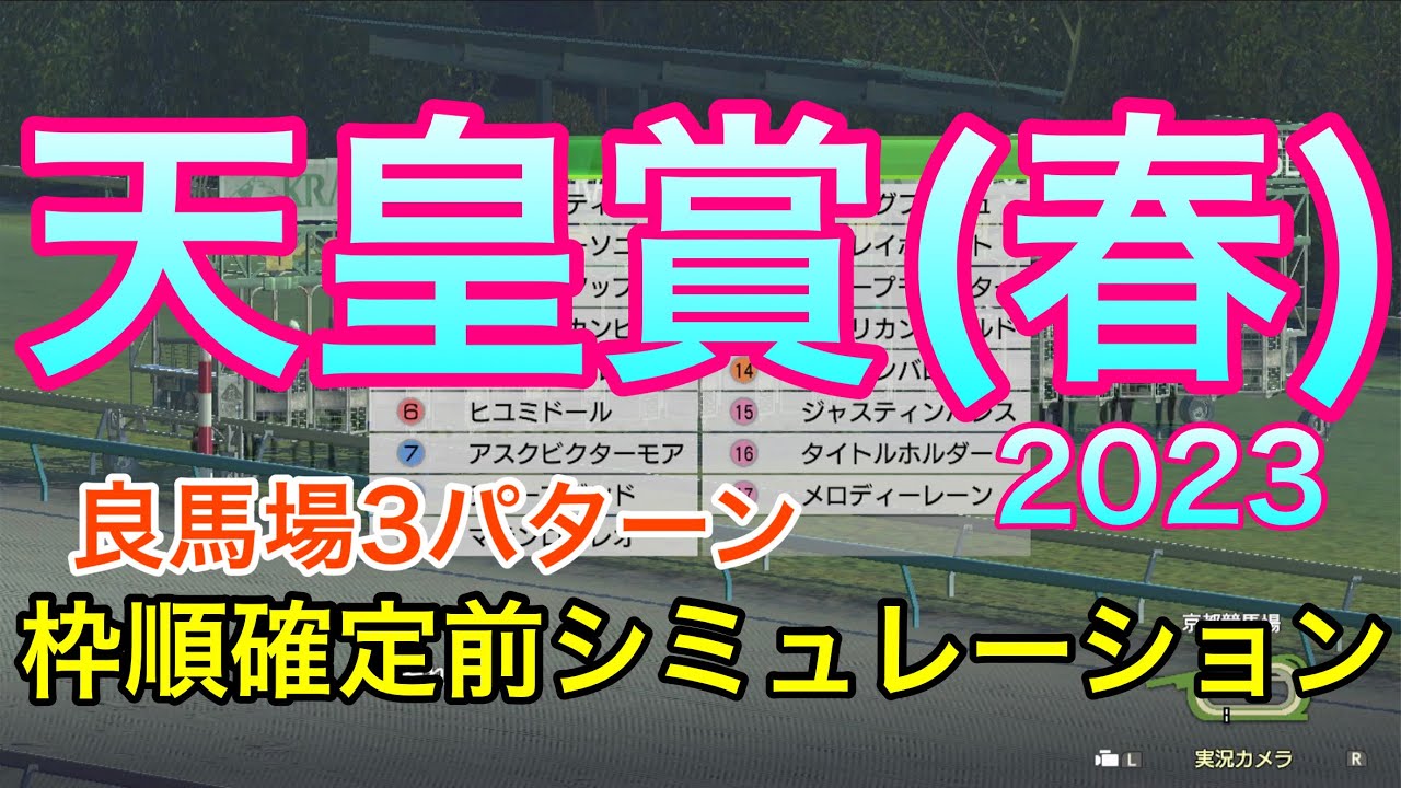 天皇賞春2023 枠順確定前シミュレーション 《良馬場3パターン》【 競馬予想 】【 天皇賞春2023予想 】