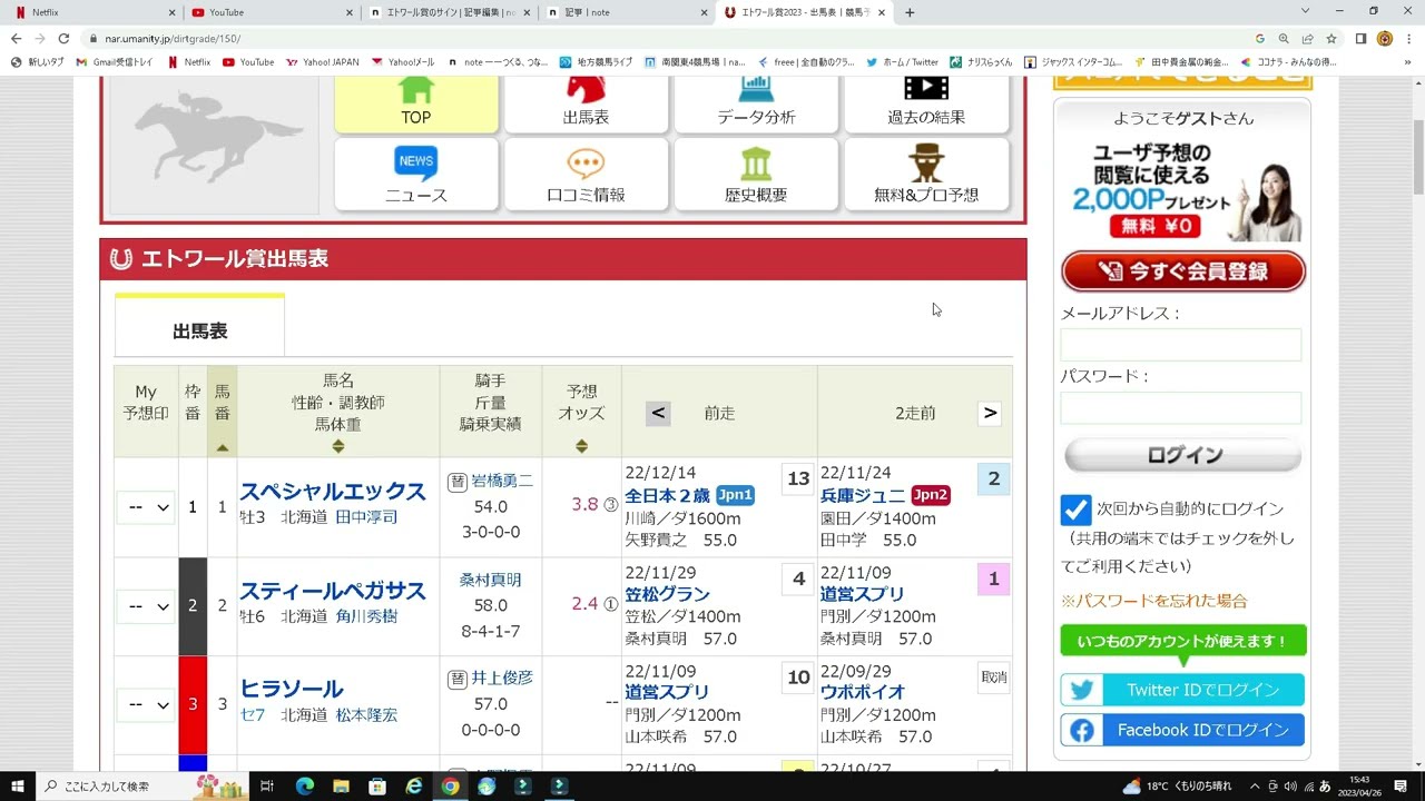 【エトワール賞2023】のサイン軸馬予想！！
