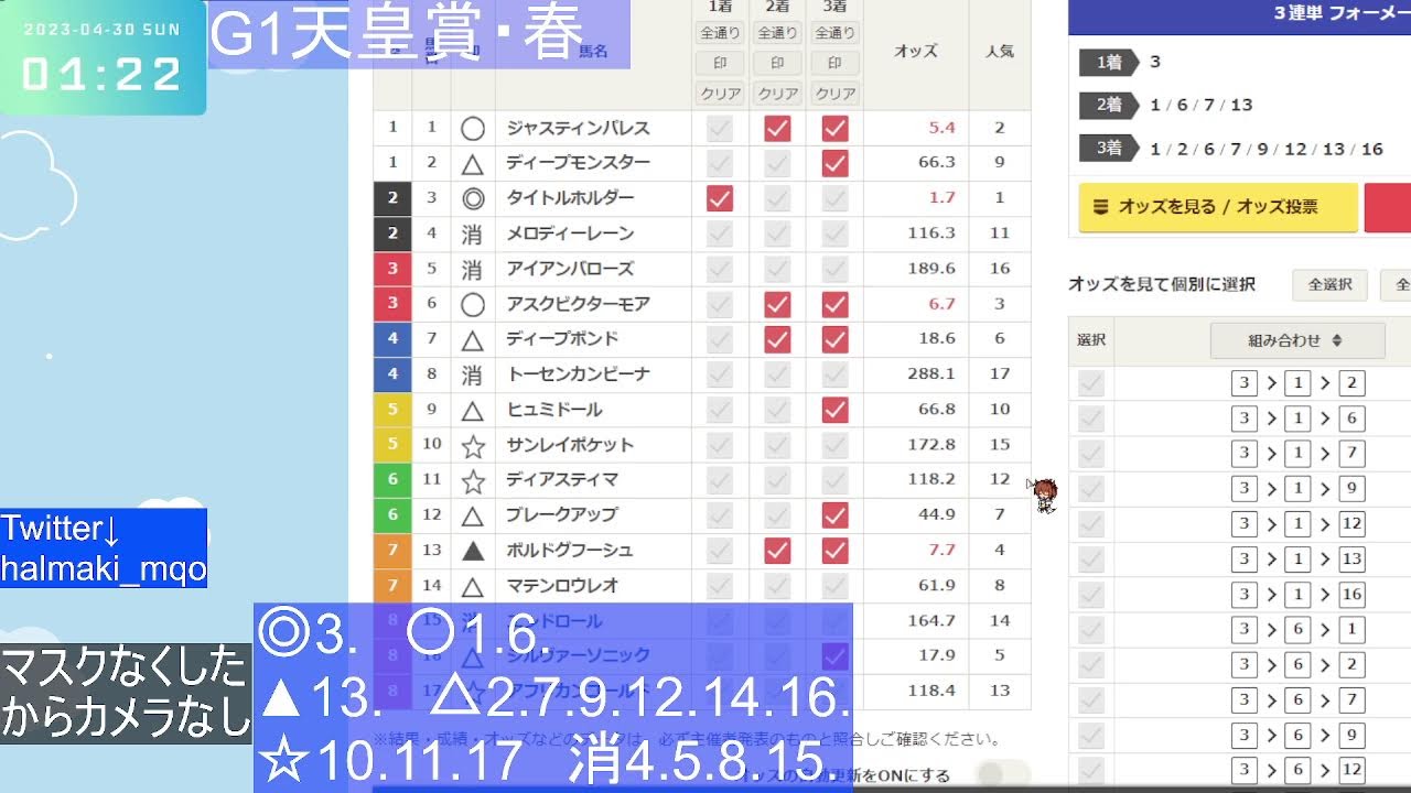 【雑談】夜更かし競馬予想 #天皇賞春【１2】