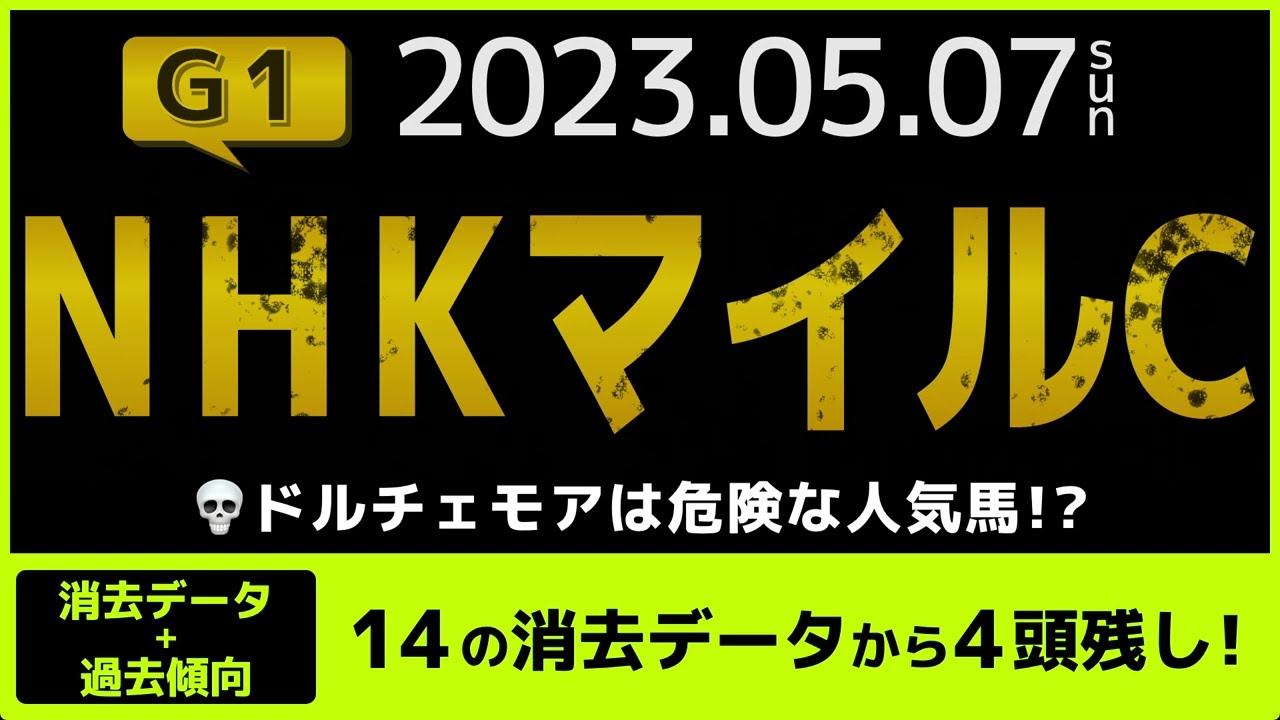 『2023 G1 NHKマイルC 消去データ & 過去傾向 』ドルチェモアは危険な人気馬？　14の消去データから4頭残し！