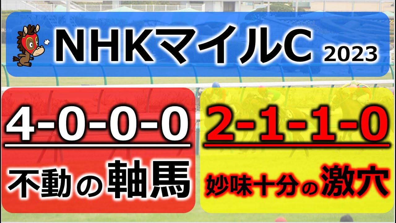 NHKマイルカップ2023 予想 【軸馬「4-0-0-0」混戦を制する1強はコレ】【激穴「2-1-1-0」妙味十分のゲキ推しはコレ】【3連単的中！天皇賞春／青葉賞】