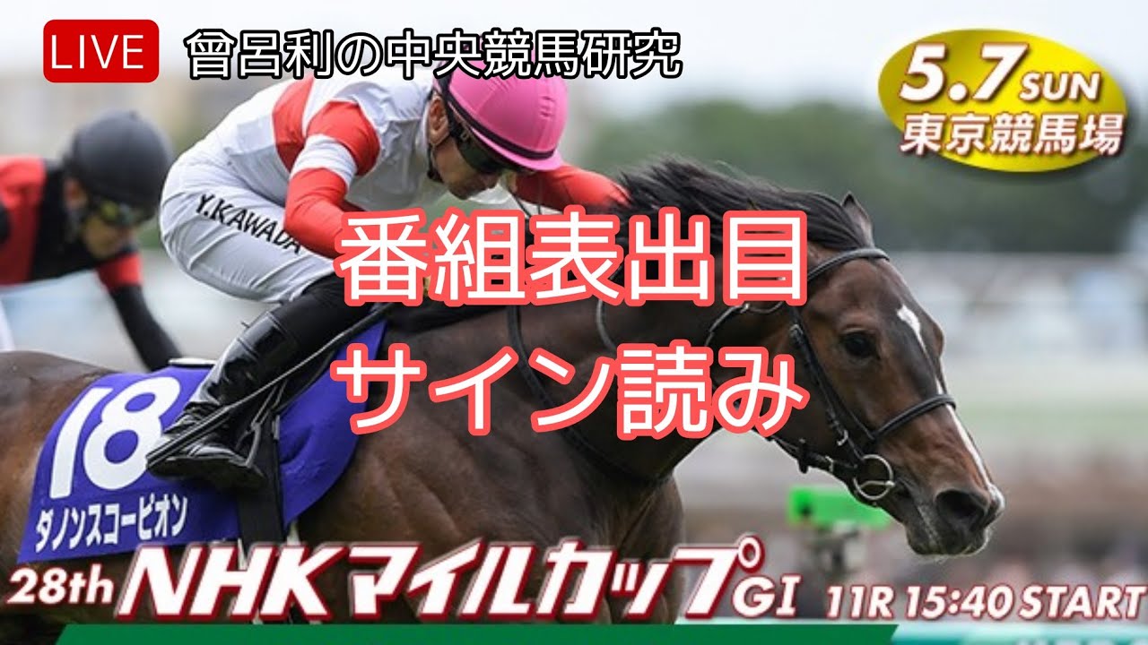 NHKマイルカップ 番組表出目＆サイン読み