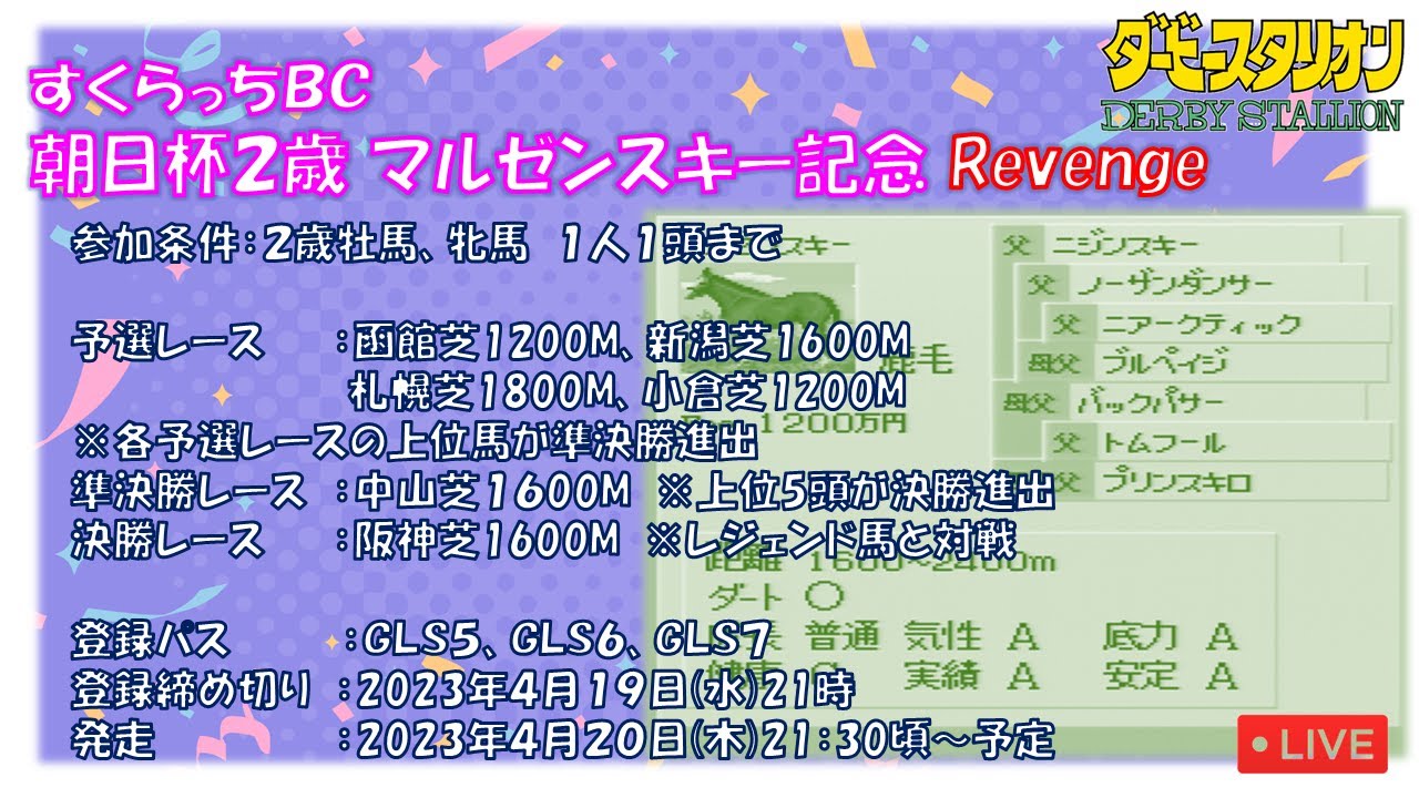 【ダービースタリオンSwitch】すくらっちBC朝日杯2歳マルゼンスキー記念 Revenge