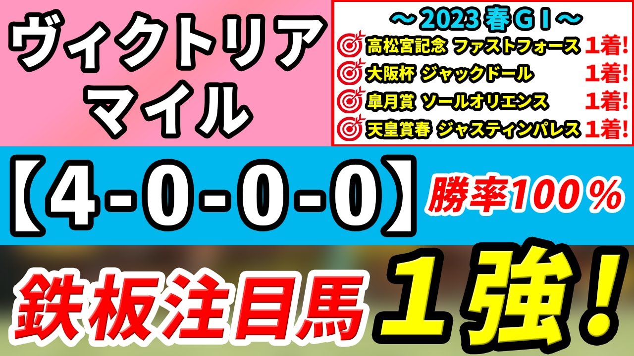 【ヴィクトリアマイル2023】「4-0-0-0」勝率100％！好勝負必至の1強はコレ！先週NHKマイルCは激穴推奨馬ウンブライルが8人気2着！