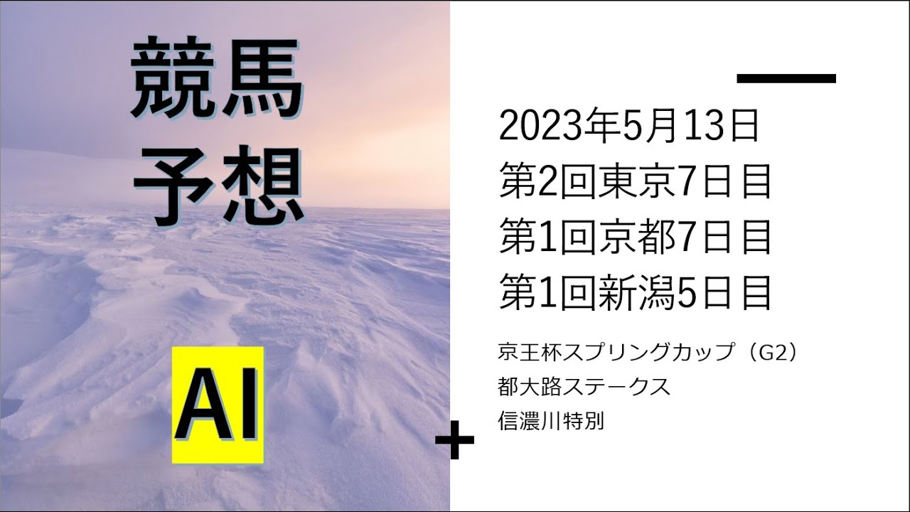 【ゆっくり競馬予想】2023年5月8日 ■京王杯スプリングカップ、都大路ステークス、信濃川特別、緑風ステークス、上賀茂ステークス、三国特別、日吉特別、あずさ賞、はやぶさ賞ほか