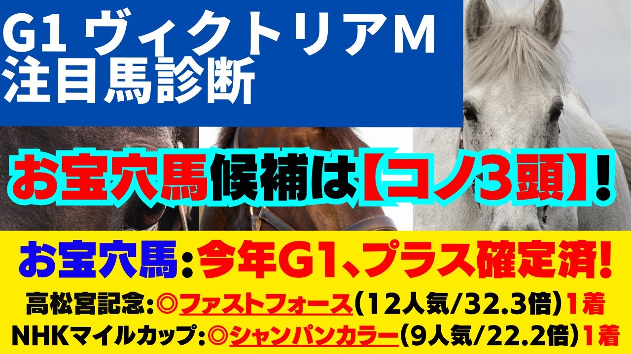 【G1 ヴィクトリアマイル 2023 注目馬診断】今回の【お宝穴馬】候補は【コノ３頭】です！(メイケイエール除外）【お宝穴馬】のG1レースプラス収支確定済‼先週：🎯シャンパンカラー(9人気)1着的中🍾