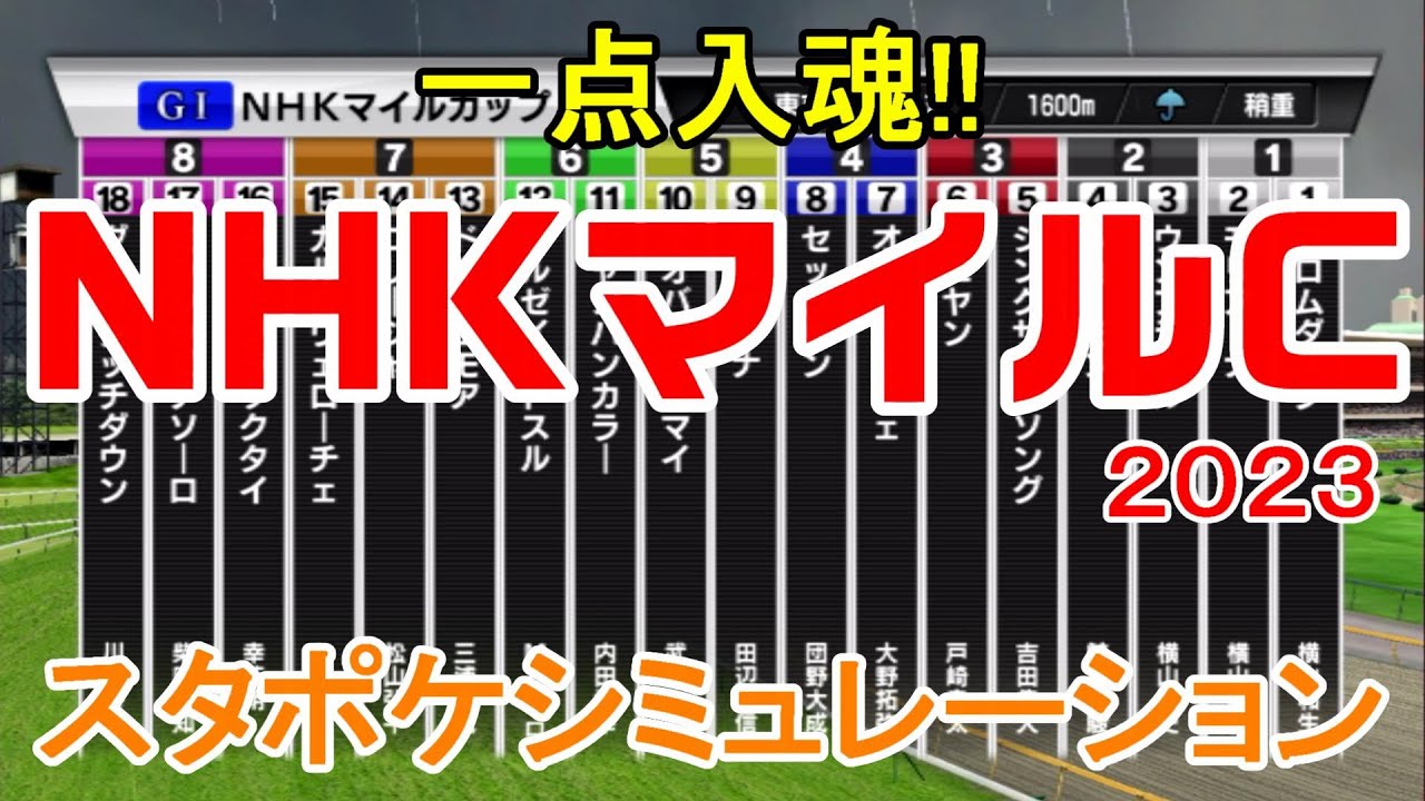 NHKマイルカップ2023 枠順確定後シミュレーション 【スタポケ】【競馬予想】NHKマイルC ドルチェモア エエヤン カルロヴェローチェ ダノンタッチダウン オオバンブルマイ【AIシミュレーション】