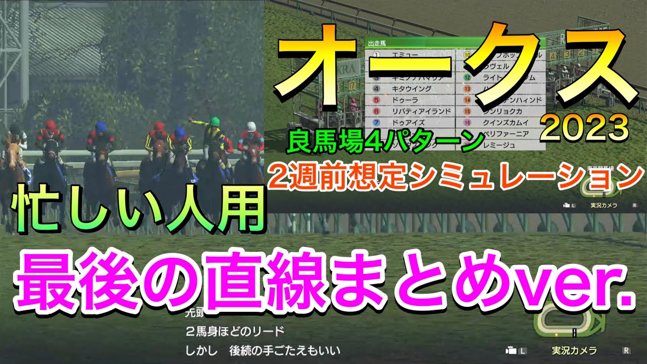 【忙しい人用】 オークス2023 2週前想定シミュレーション 《直線まとめver.》【 競馬予想 】【 優駿牝馬2023 予想 】