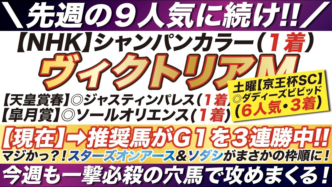 ヴィクトリアマイル 2023【予想】スターズオンアース＆ソダシがまさかの枠順に！これで大波乱は確定か？！今週も穴馬で攻めまくる！