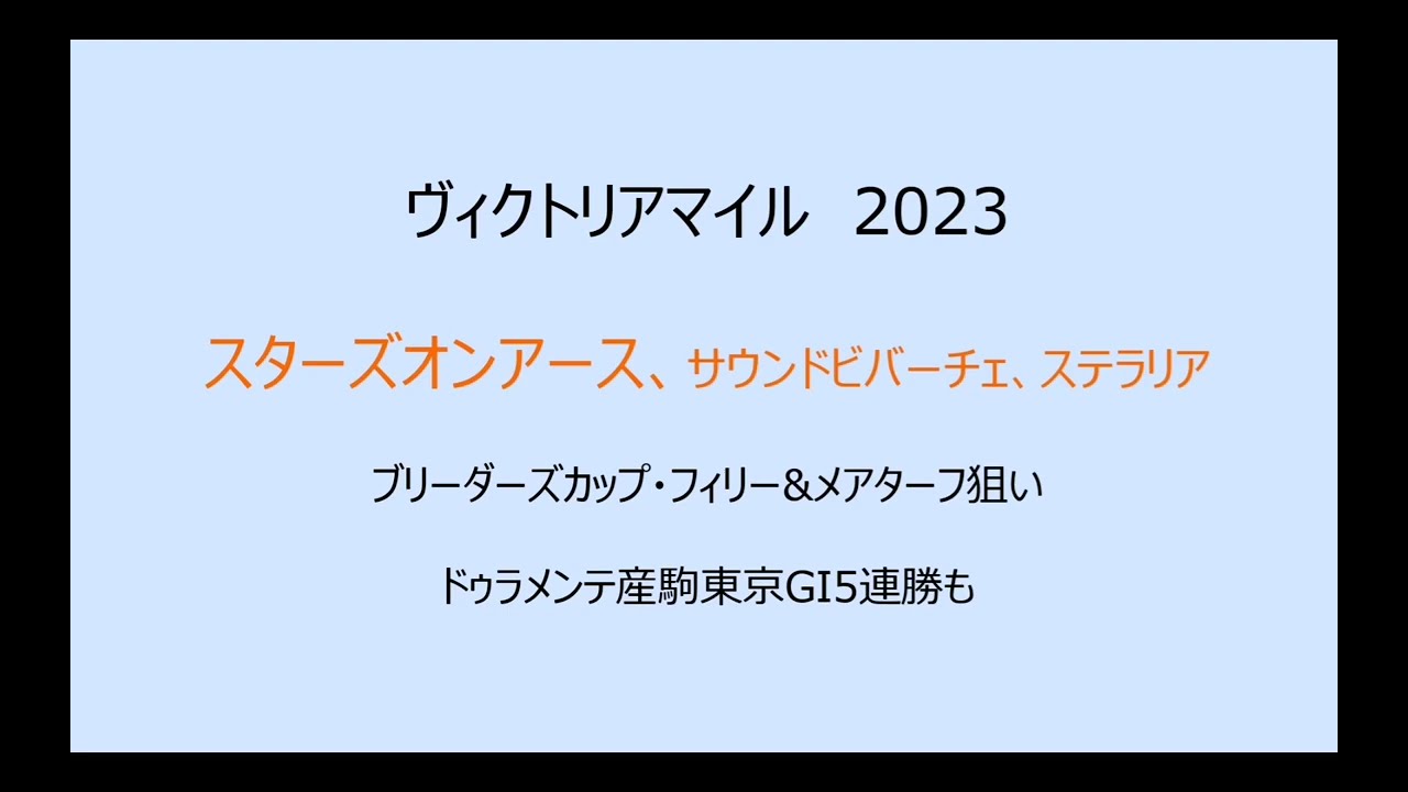 ヴィクトリアマイル2023　スターズオンアース　安田記念のウオッカのレースでブリーダーズカップへ