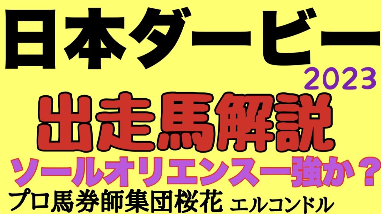 プロ馬券師集団桜花エルコンドル氏の日本ダービー2023（東京優駿）出走馬解説！！いよいよ今年も競馬ファンが楽しみなダービーがやってくる！皐月賞馬ソールオリエンスの牙城を崩す馬はいるか！