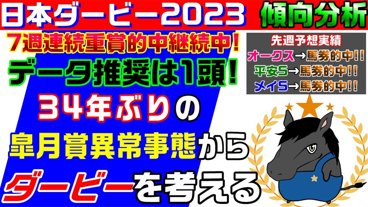 【日本ダービー2023・傾向分析】ダービーの王道は皐月賞から！…だけど今年の皐月賞は34年ぶりの異常事態だったのを踏まえないと痛い目を見る?!ビヨンドのデータ推奨はあの穴馬1頭!!