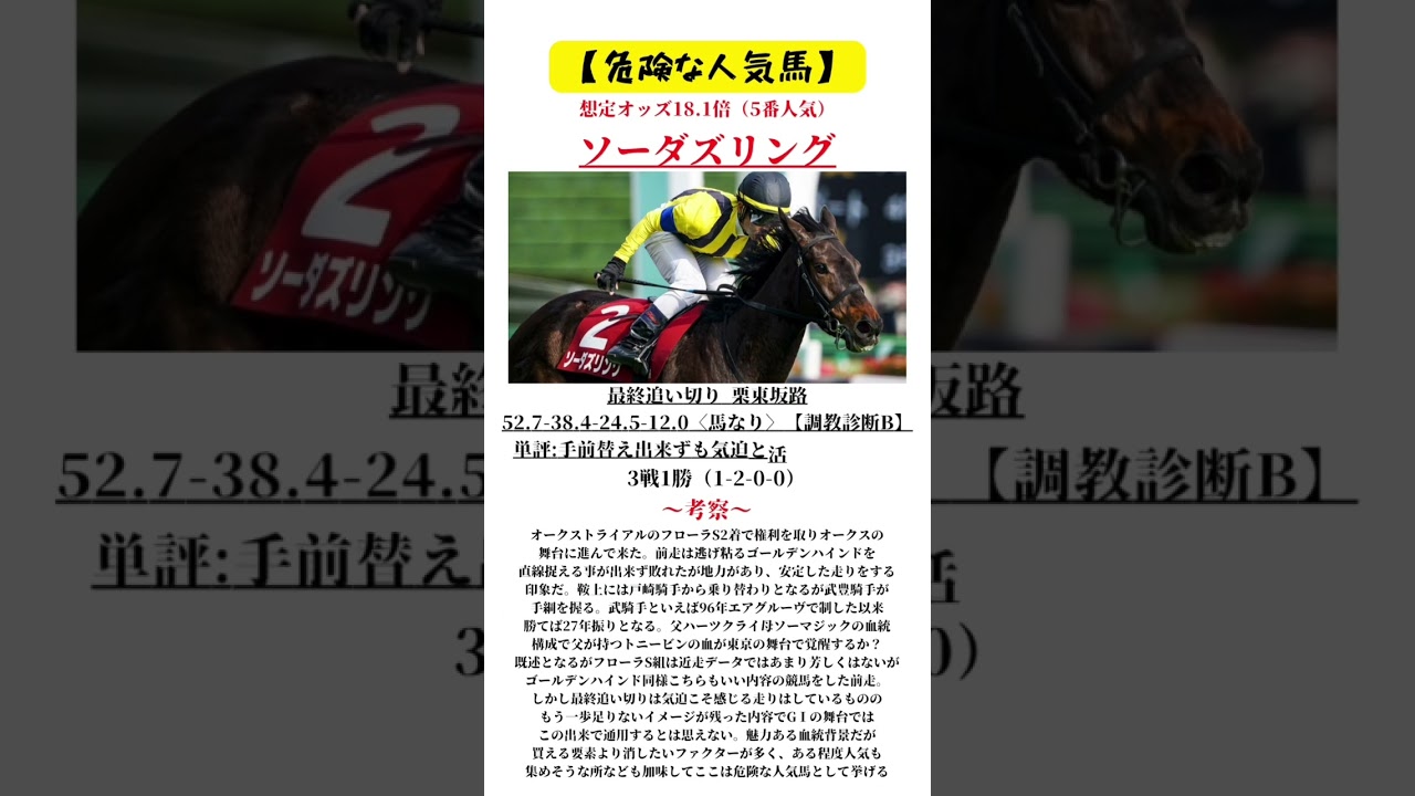 【優駿牝馬オークス2023】 #オークス #優駿牝馬 #競馬予想 #g1 #競馬予想 #推奨馬