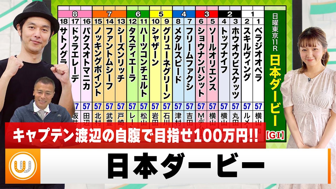 【日本ダービー】クラシック三冠レースの第2弾 競馬の祭典をガチ予想！『キャプテン渡辺の自腹で目指せ100万円！』5月27日（土）