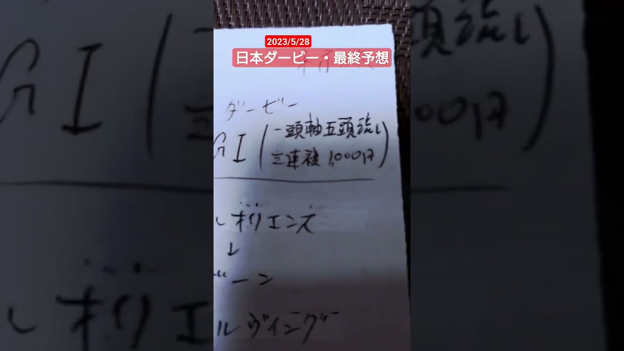 2023/5/28東京優駿【日本ダービー】最終予想