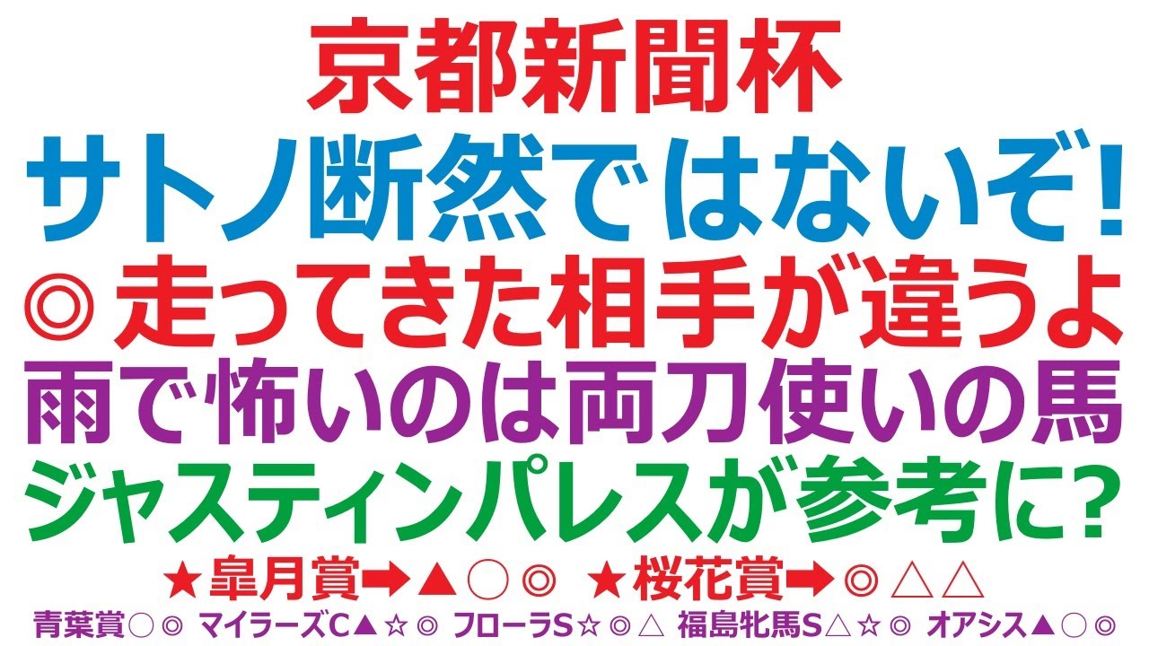 京都新聞杯2023予想　サトノグランツ断然ではない！ ◎走ってきた相手が違うね。雨で怖いのは両刀使いのアノ馬。
