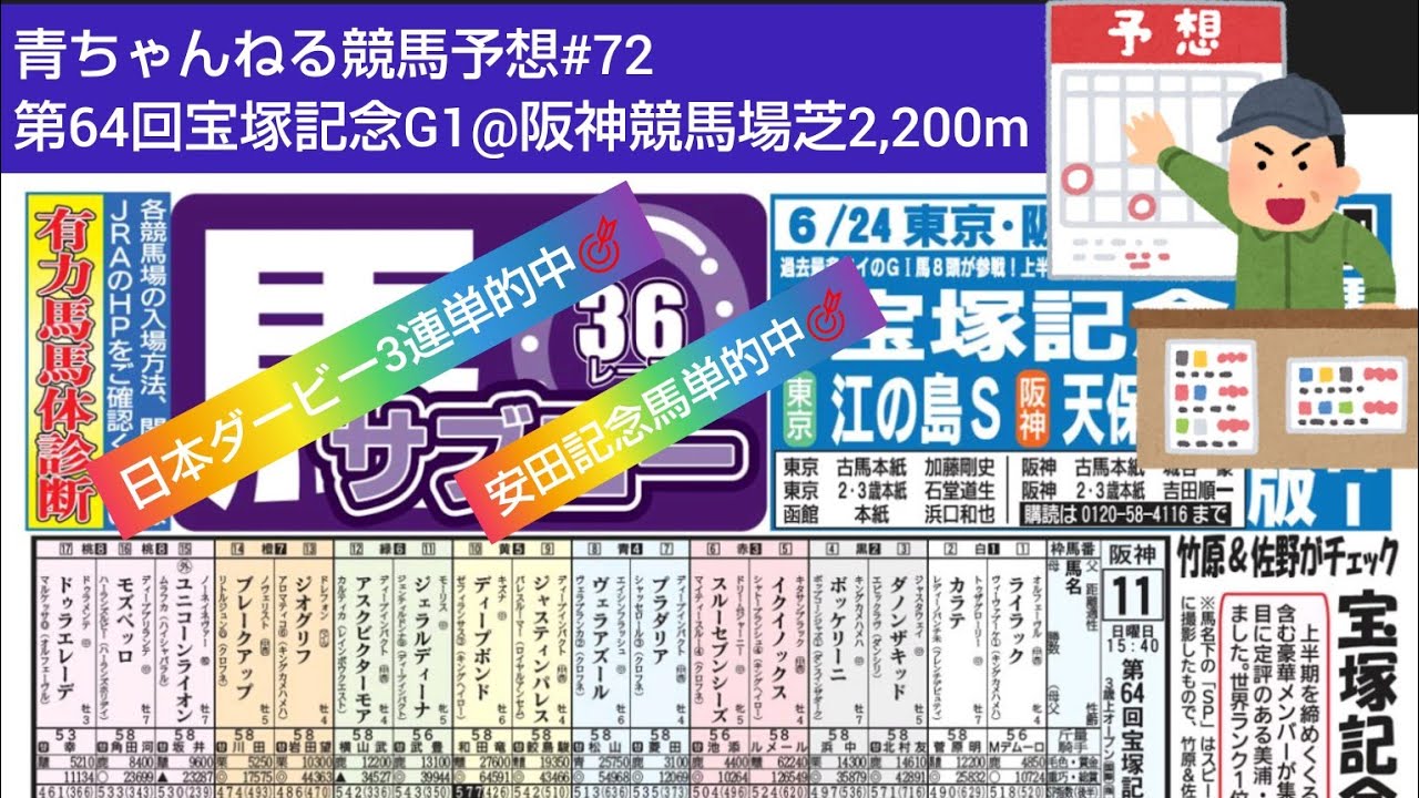 【競馬予想#72】2023年6月25日第64回宝塚記念G1芝2,200m@阪神競馬場
