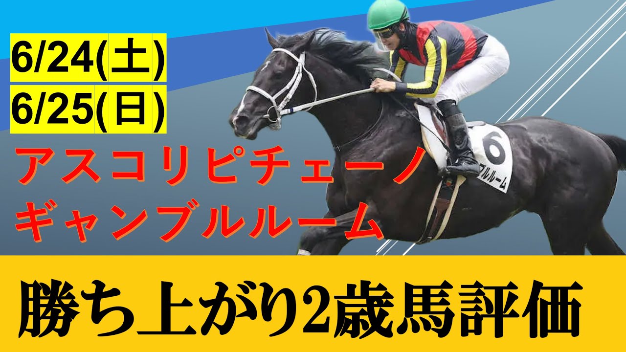 【伝説の新馬戦】6月24日、25日勝ち上がり2歳馬評価。宝塚記念週の新馬戦は要注目！ギャンブルルームは重賞級！？