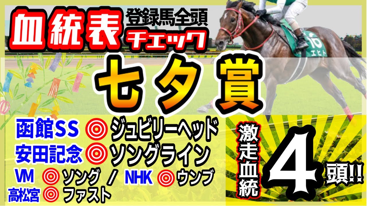 【七夕賞2023】週末メイン、最後の直線の激アツ目指して！穴馬のプラス血統、人気馬のマイナス血統、全頭チェック！高評価4頭！