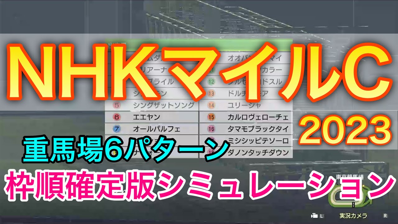NHKマイルカップ2023 枠順確定版シミュレーション 《重馬場6パターン》【 競馬予想 】【 NHKマイルC2023 予想 】
