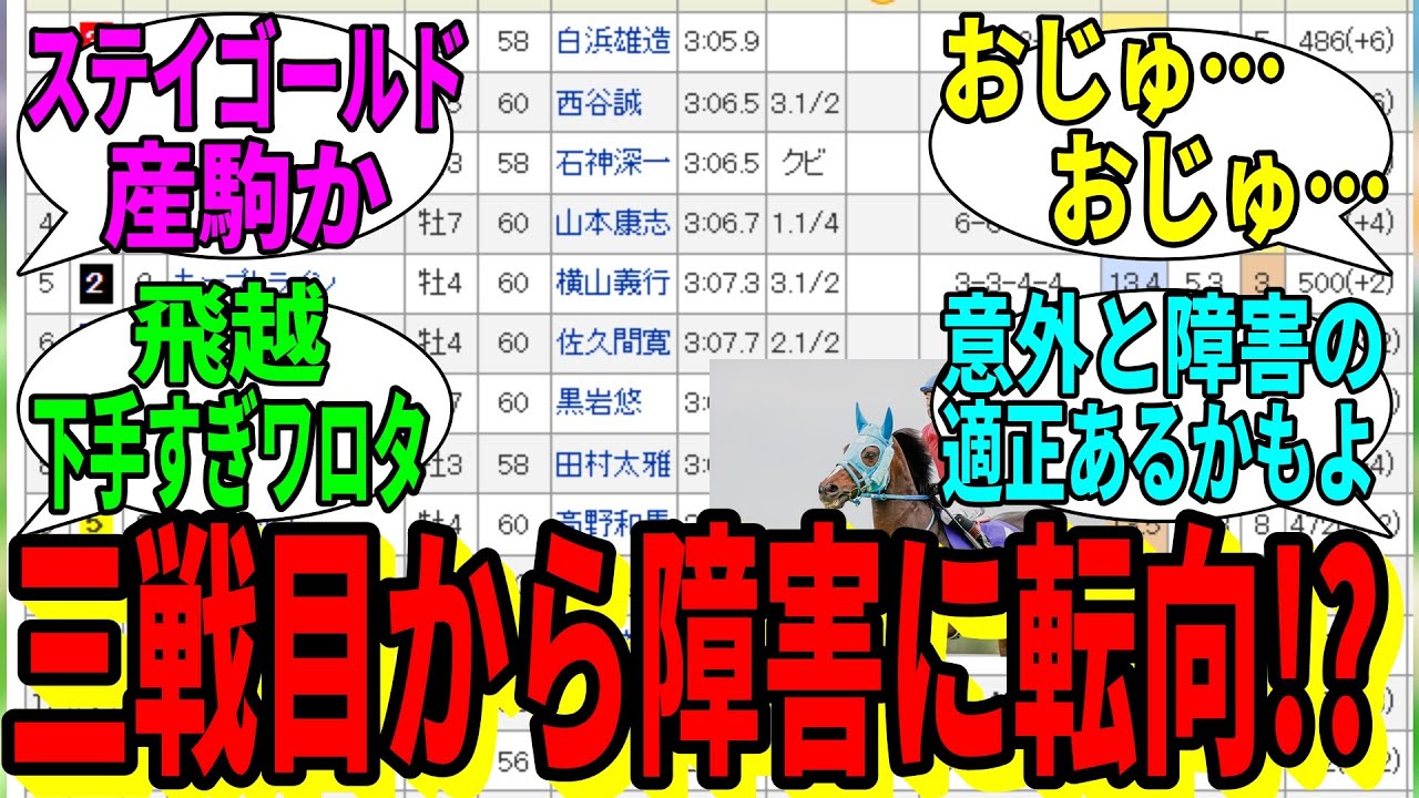 【競馬の反応集】「はぁ!? 3戦目から障害に転向!?」に対する視聴者の反応集