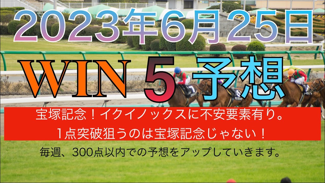 【WIN5 予想 2023年6月25日】甲州街道S 花のみちS 大沼S パラダイスS 宝塚記念